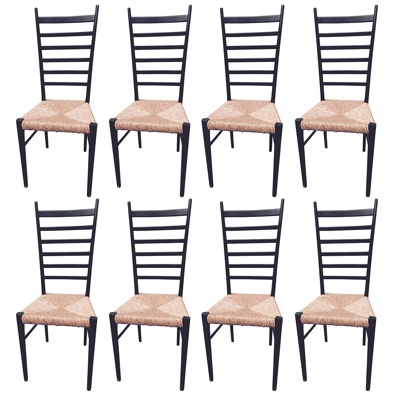 Set of Eight Chairs in the Style of Gio Ponti