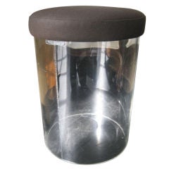 Pair of Lucite Cylinder Upholstered Stools