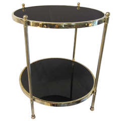 Two-Tier Brass and Black Glass Side Table 9