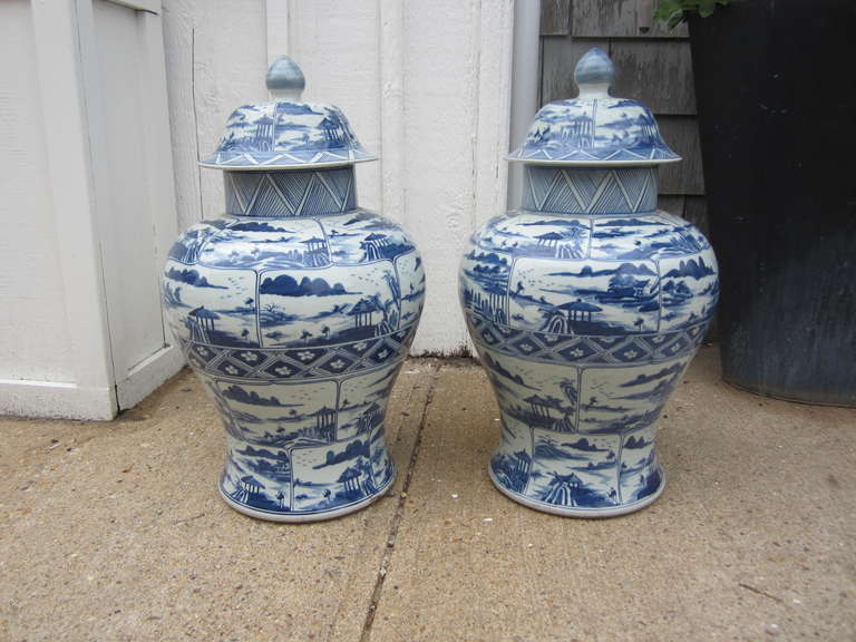 Large pair of Chinese temple jars.