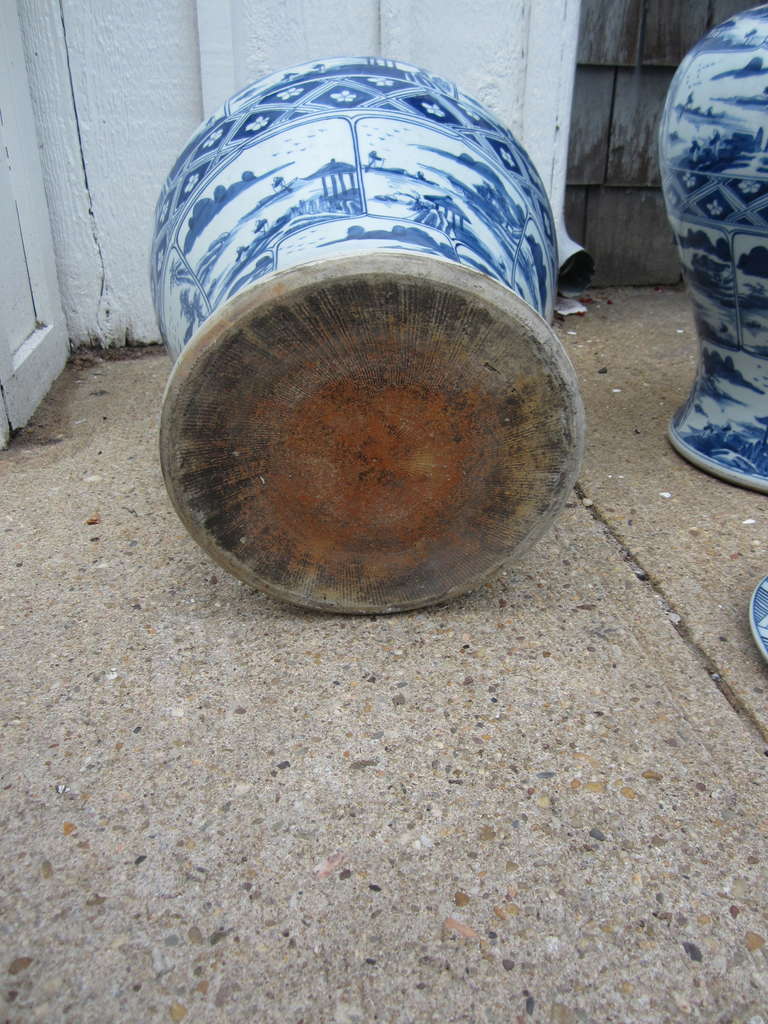 Pair of Chinese Blue and White Temple Jars 3