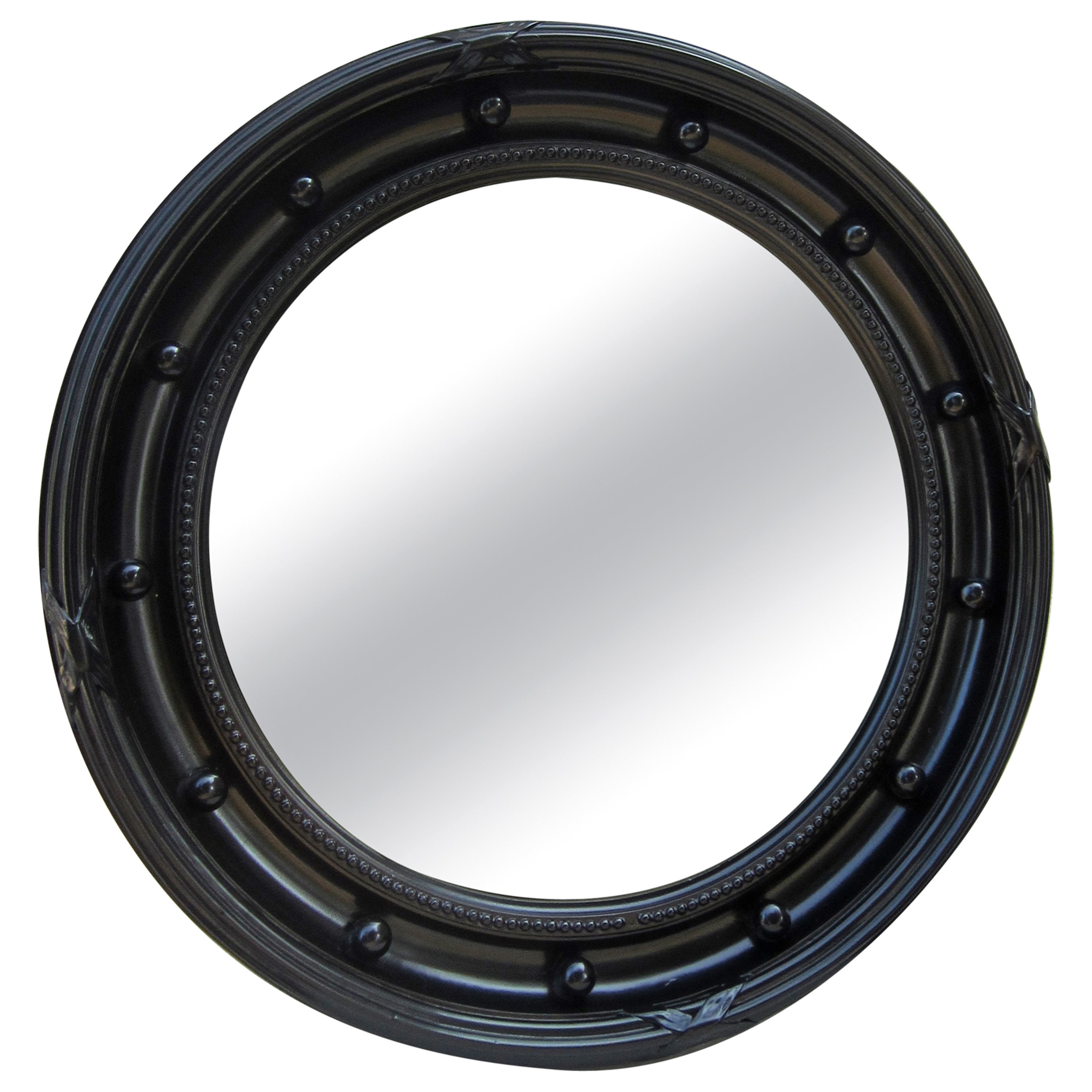 Large Black Framed Convex Mirror For Sale