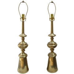 Pair of Large Modern Brass Lamps