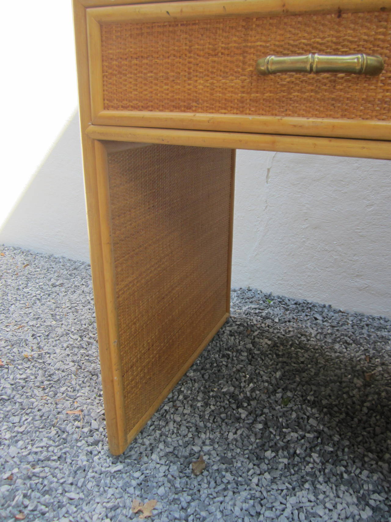 Mid-20th Century Modern Rattan and Bamboo Desk