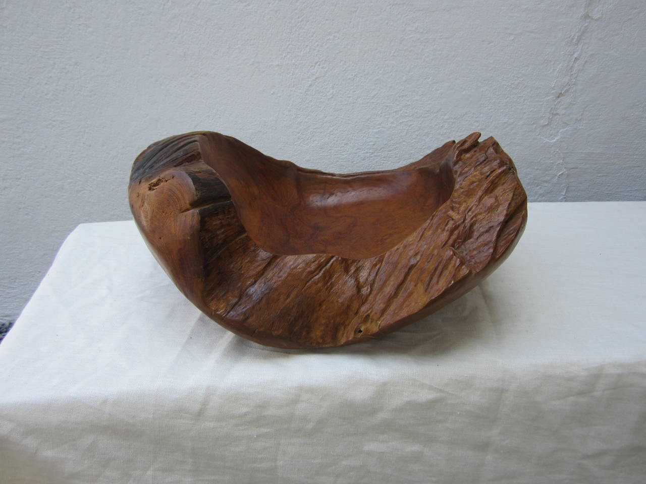 hand-carved wood bowl with natural edges.