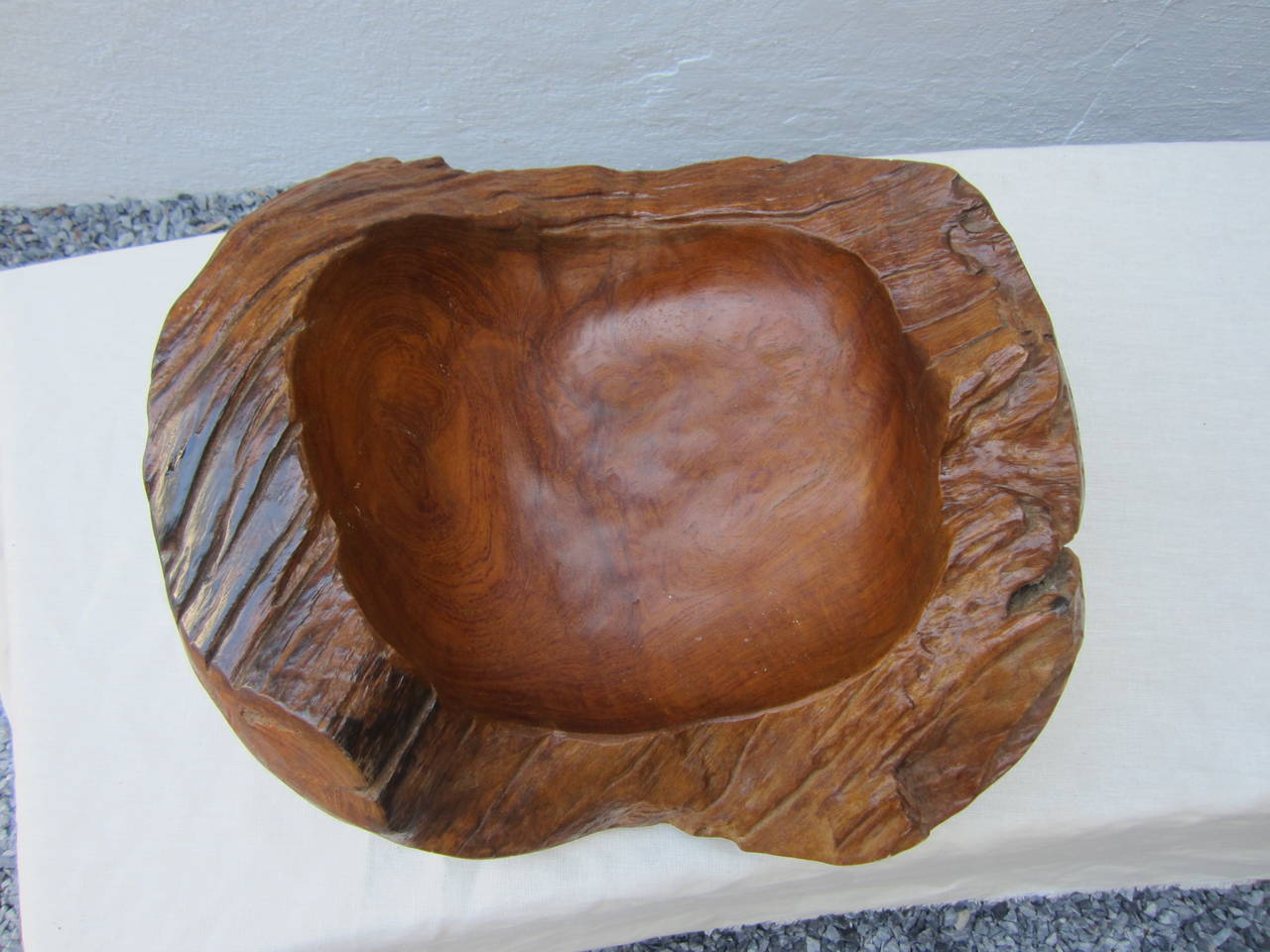 Carved Wood Bowl In Excellent Condition In East Hampton, NY