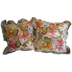 Pair of Chintz and Velvet Pillows 4
