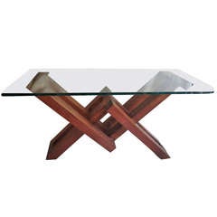 Used Oak and Glass Console Table