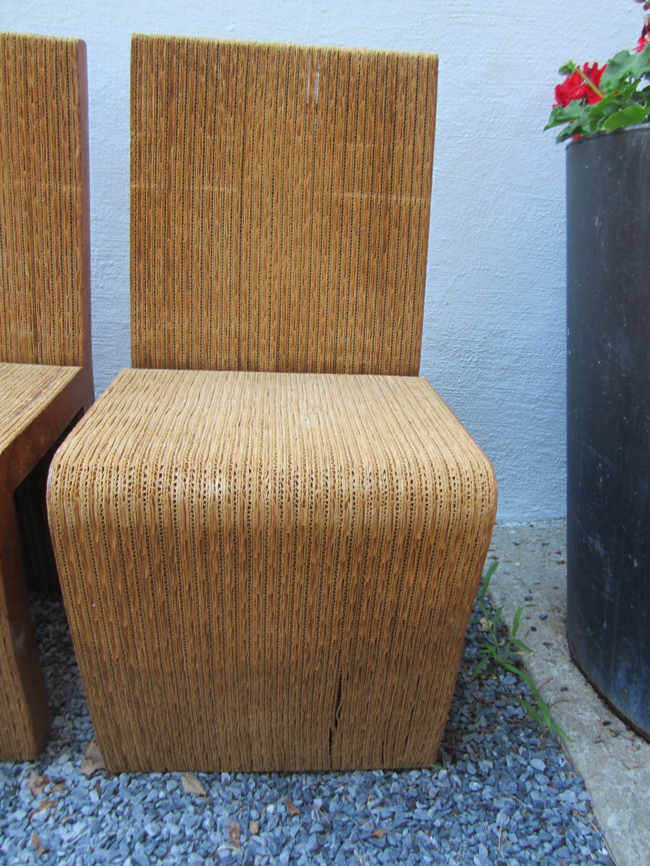 Set of eight Gehry Easy Edges chairs. Vintage 1972. Great patina to chairs. Structurally sound.