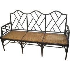 Faux Bamboo Settee with Cane Seat