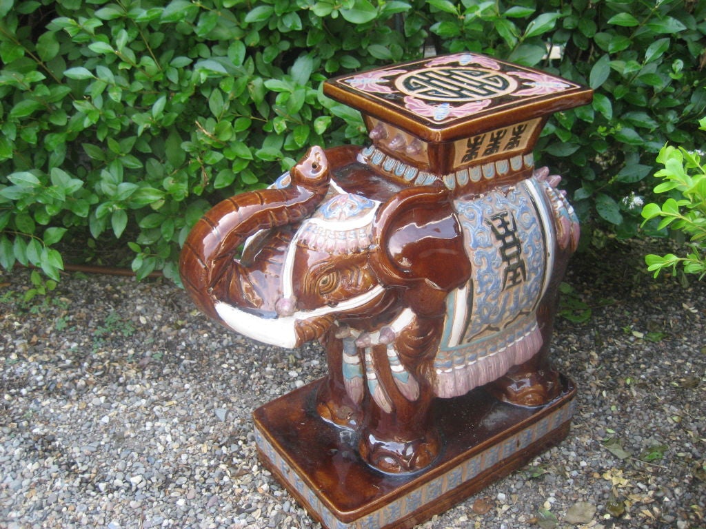 20th Century Chinese Ceramic Elephant Garden Table