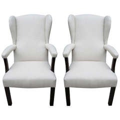 Pair of Open Arm Wing Chairs
