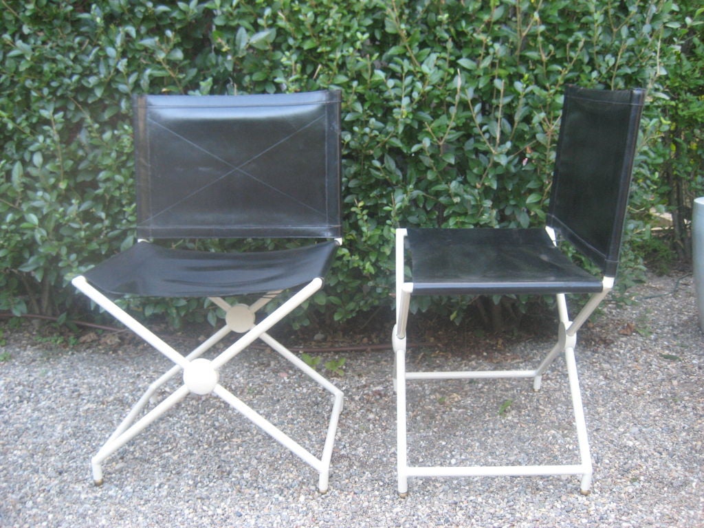Mid-20th Century Set of 4 Maison Jansen Campaign Style Chairs