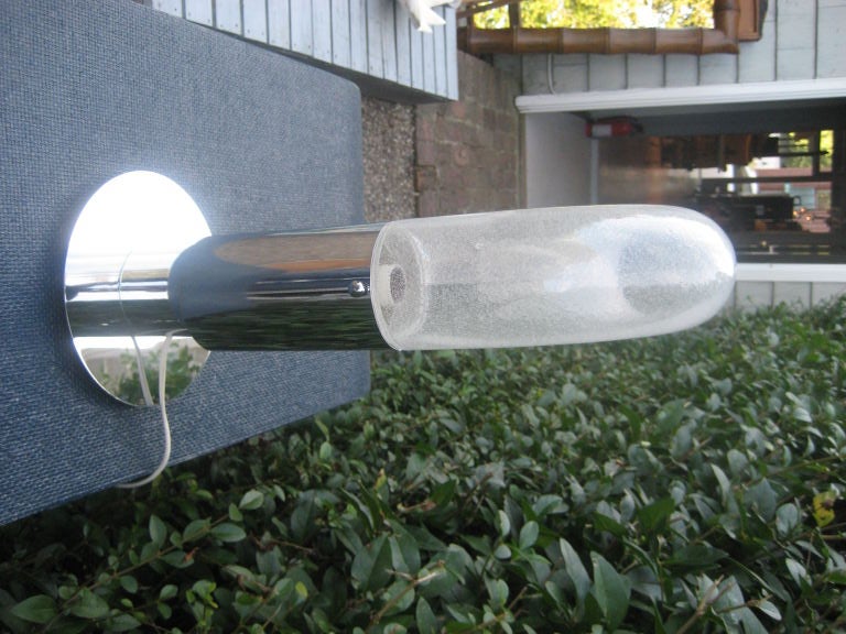 Mod Chrome and Murano Glass Table Lamp