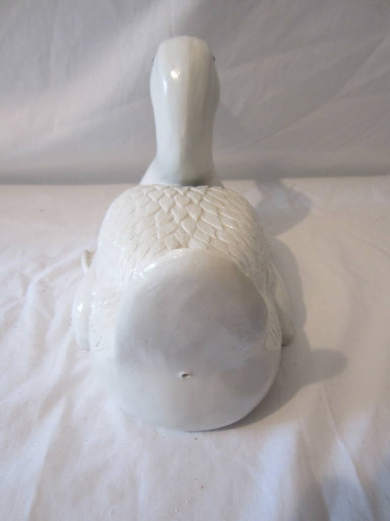 20th Century Asian White Ceramic Duck