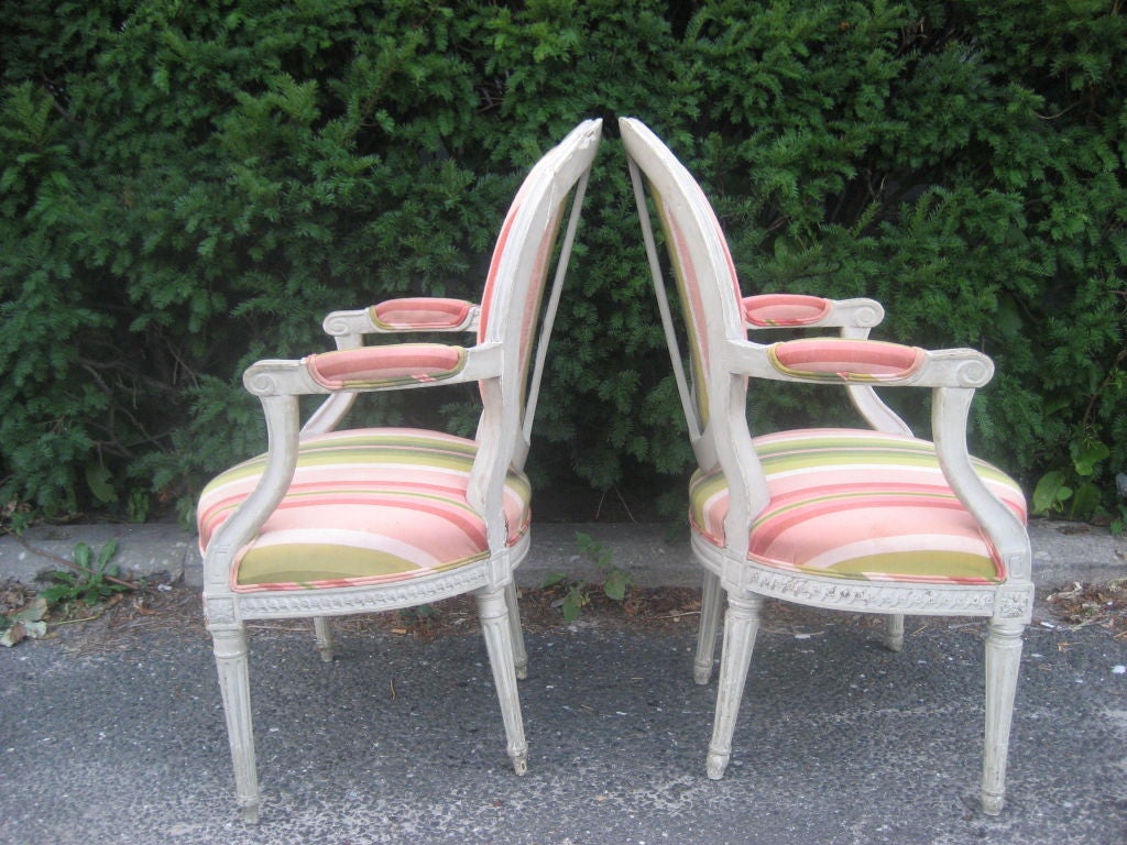 19th Century Pair of 19th C. Painted Fauteuils