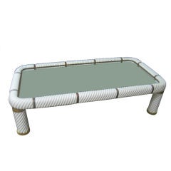 Modern Italian Ceramic and Brass Coffee Table by Tommasco Barbi