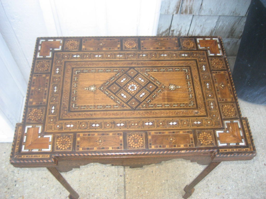 20th Century Moroccan Inlaid Card Table