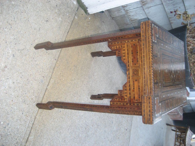 Wood Moroccan Inlaid Card Table