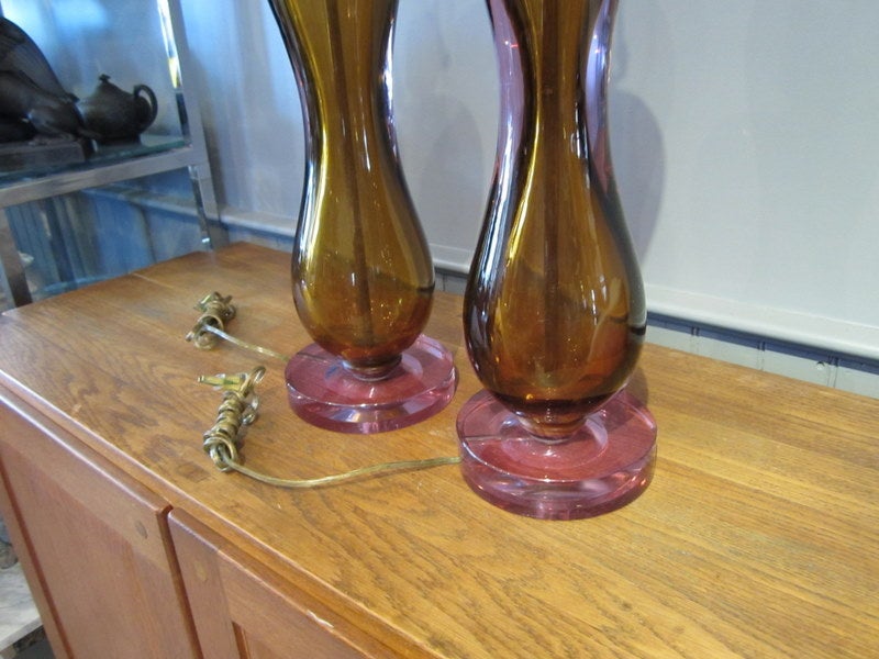 Pair of Seguso Murano Glass Lamps In Excellent Condition In East Hampton, NY