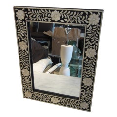 Indian Wood with Inlaid Bone Framed Mirror