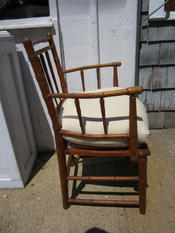 Antique Faux Bamboo Armchair In Excellent Condition In East Hampton, NY