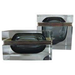 Modruzzato Glass and Brass Boxes