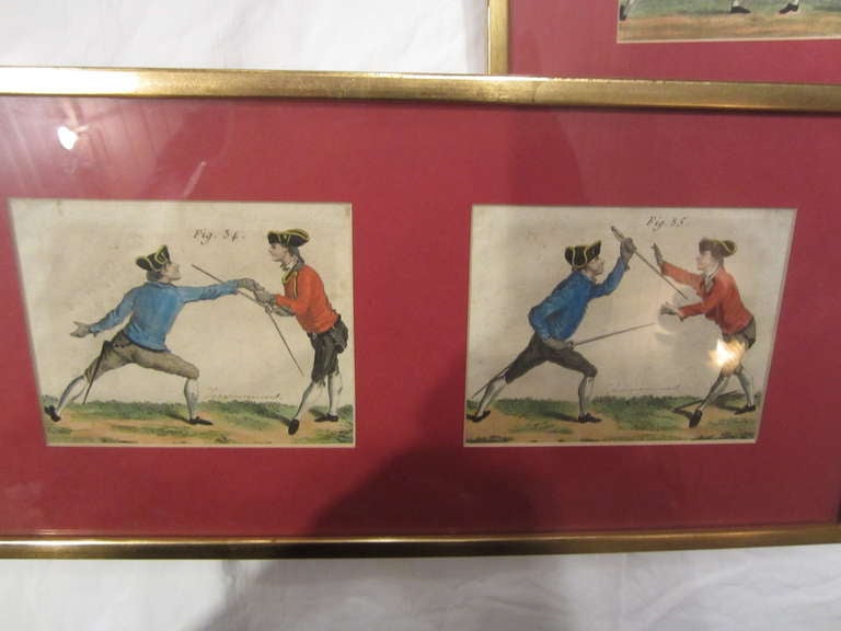 British Set of Four English Fencing Prints, 18th Century