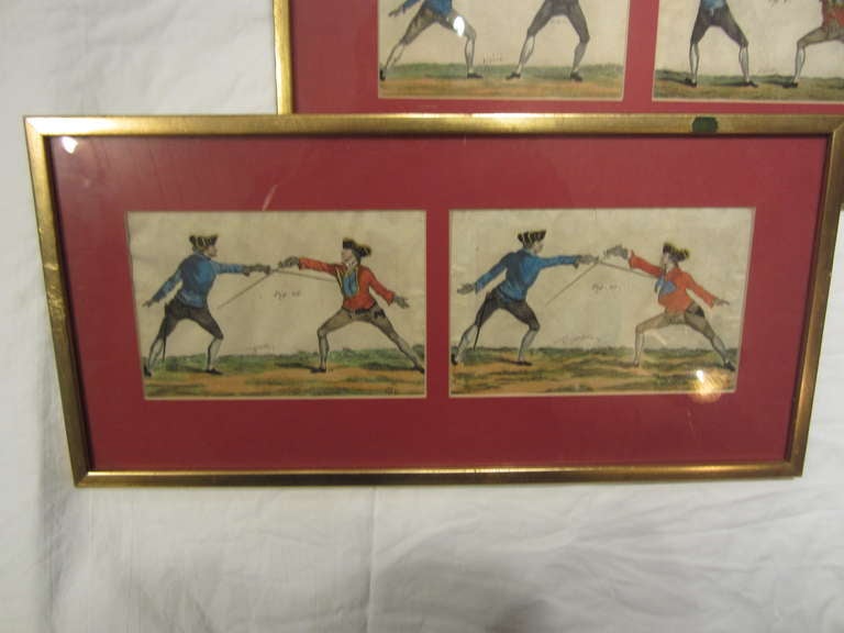 18th Century and Earlier Set of Four English Fencing Prints, 18th Century