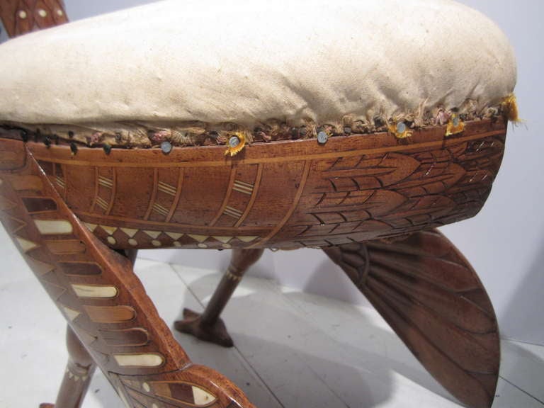 Exceptional and Rare Egyjptian Revival Ibis Form Stool In Excellent Condition In East Hampton, NY