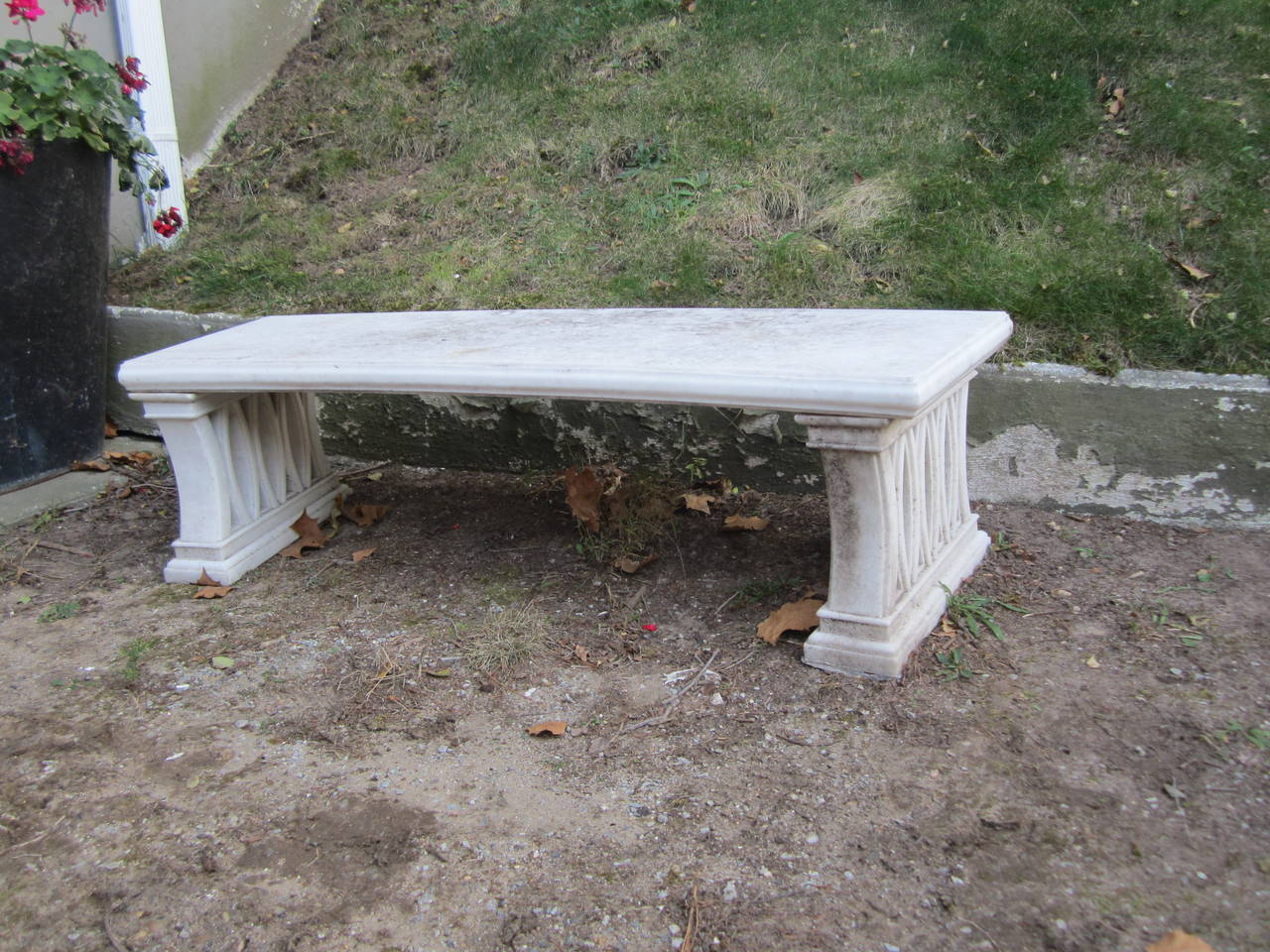 Pair of Indian White Marble Benches 1