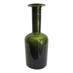 Retro Green Glass Bottle by Kastrup Holmegaard