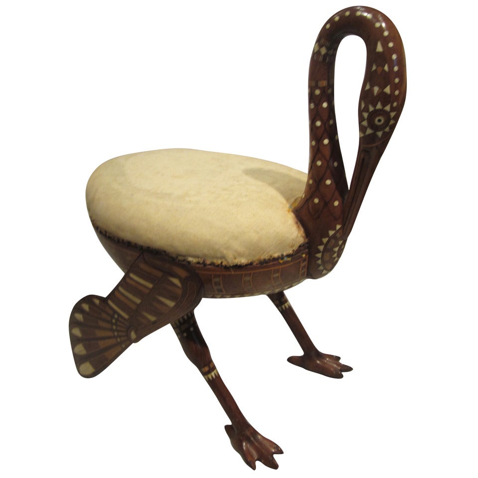 Exceptional and Rare Egyjptian Revival Ibis Form Stool