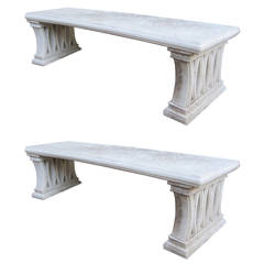 Antique Pair of Indian White Marble Benches