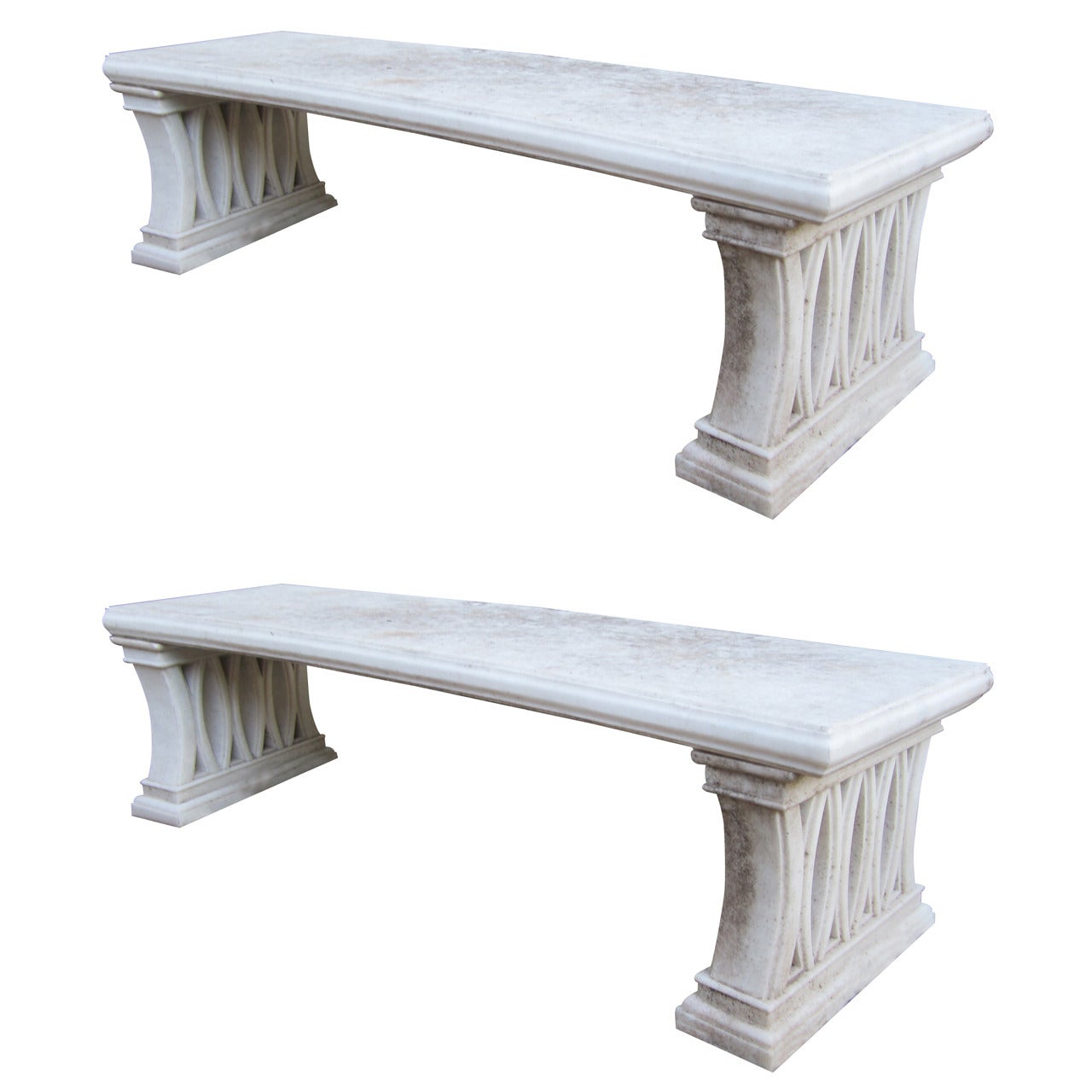 Pair of Indian White Marble Benches