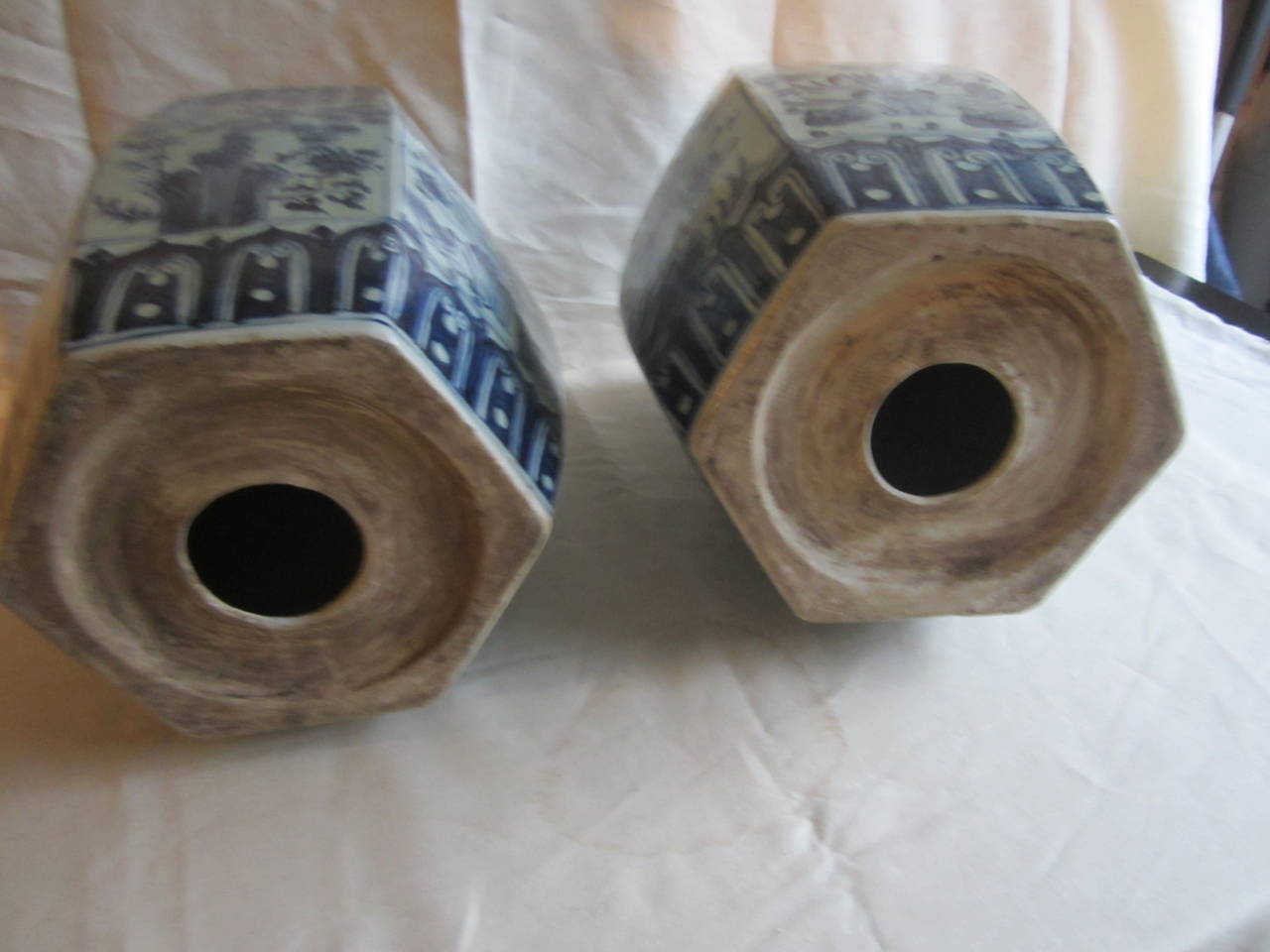 20th Century Hexagonal Chinese Blue and White Garden Seats or Stools