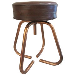 Vintage French Copper and Leather Stool