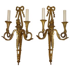 Pair of 19th century French gilt bronze sconces