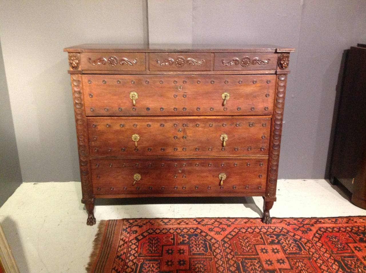Neoclassical Unusual English Rosewood Chest of Drawers For Sale
