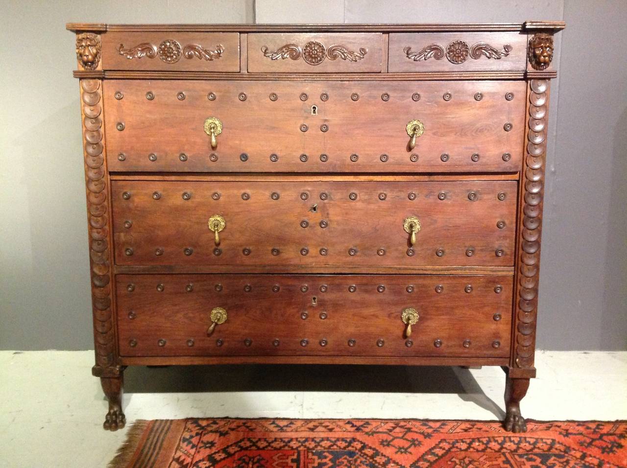 Unusual English Rosewood Chest of Drawers In Good Condition For Sale In Sleepy Hollow, NY