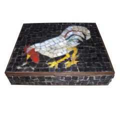 Mid  20th cent. Mexican glass mosaic box with chicken