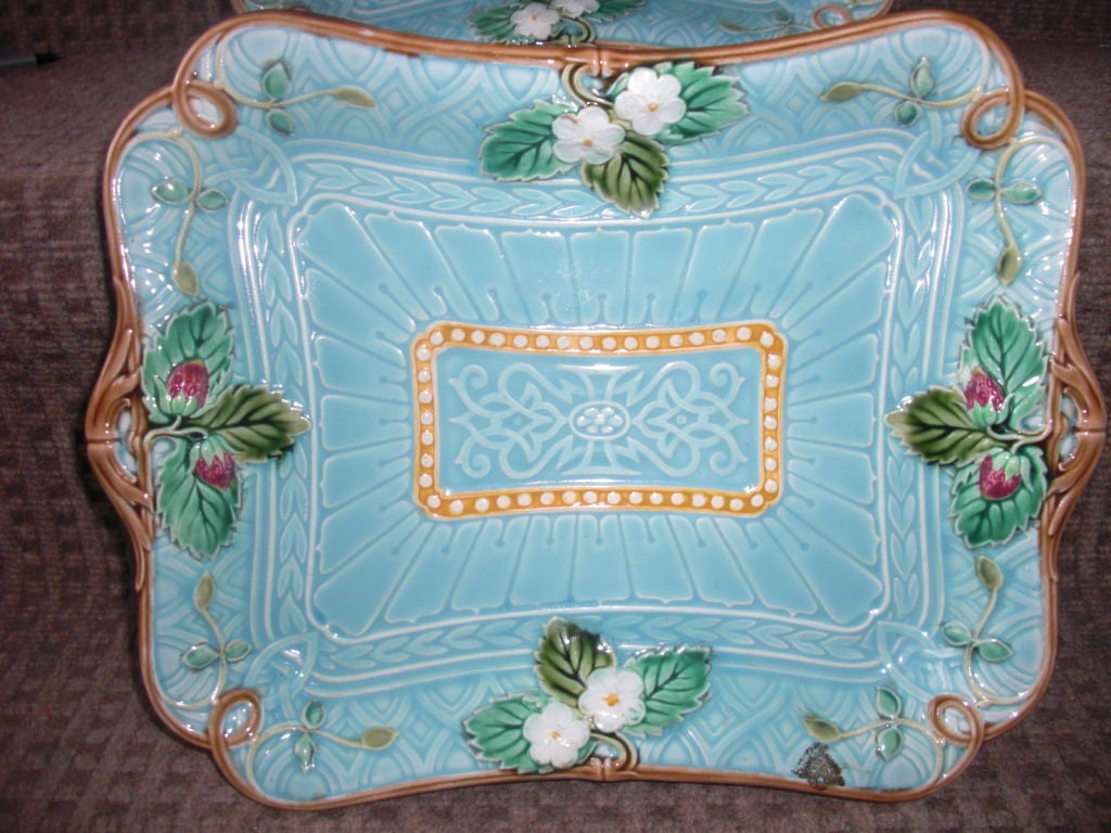 French Pair of 19th cent. Sarreguemines Majolica chargers / platters