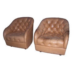 Pair of leather armchairs by Ward Bennet for Brickel Associates