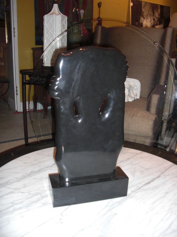 American Abstract black marble sculpture by Catherine Catchi dated 1972
