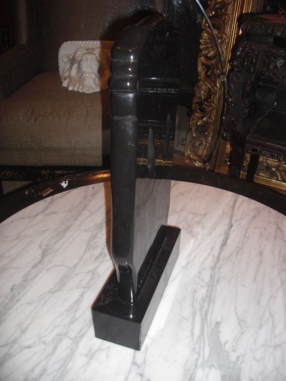 Abstract black marble sculpture by Catherine Catchi dated 1972 1