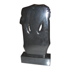 Abstract black marble sculpture by Catherine Catchi dated 1972