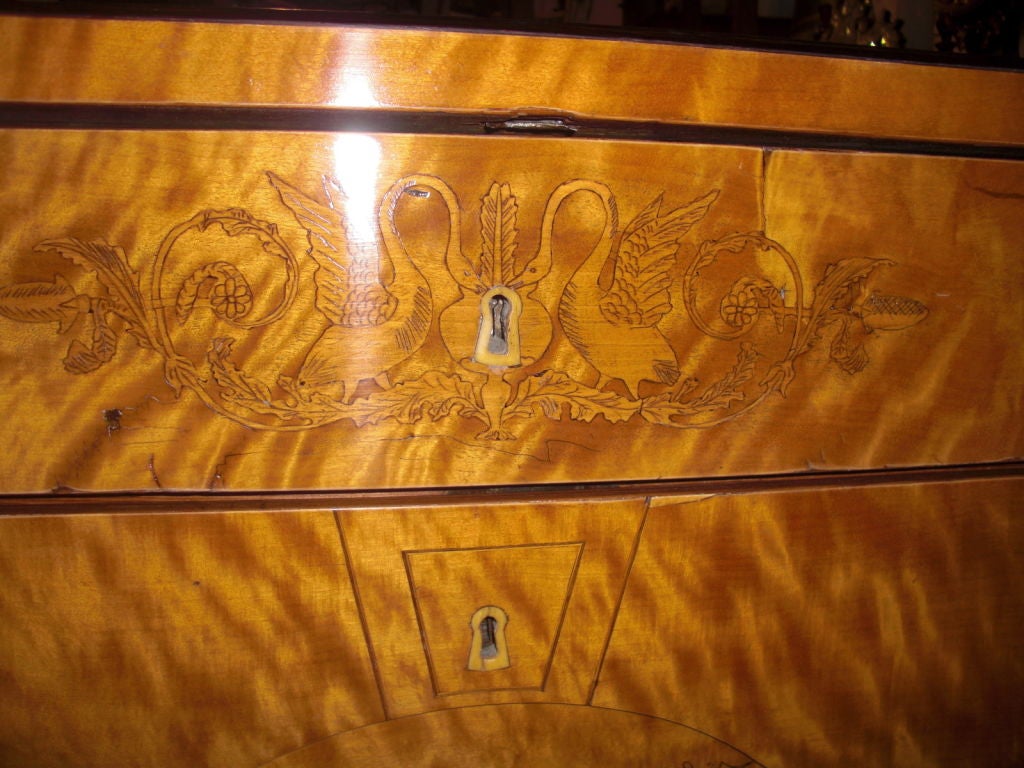 Birch A beautiful penwork and inlaid neoclassical commode For Sale