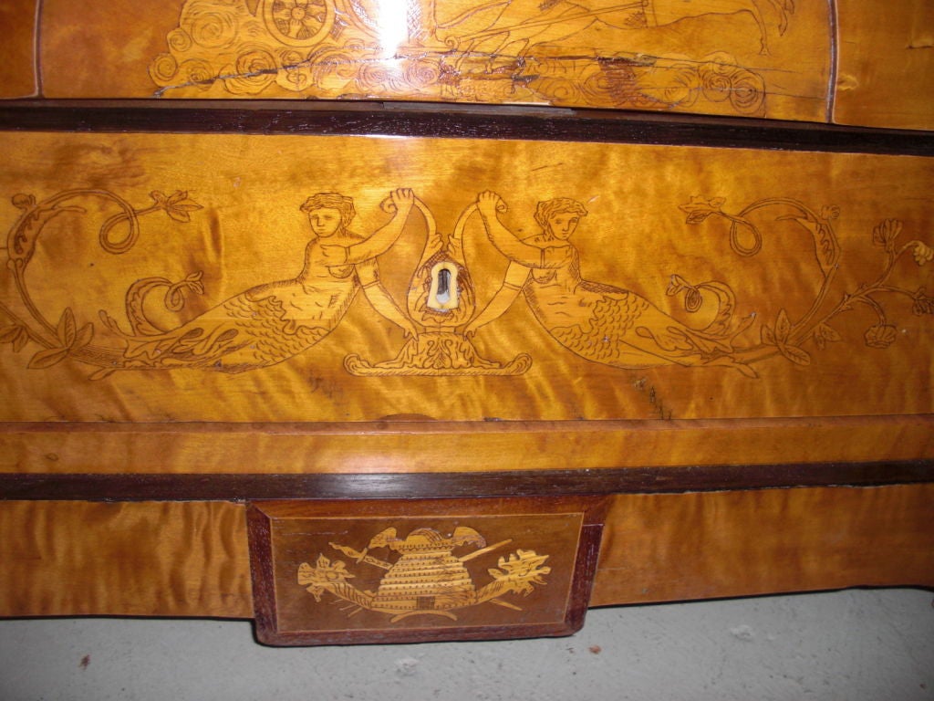 A beautiful penwork and inlaid neoclassical commode For Sale 4