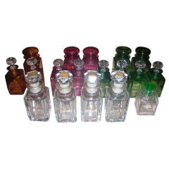 A collection of 17 barber or " toilette " bottles / decanters