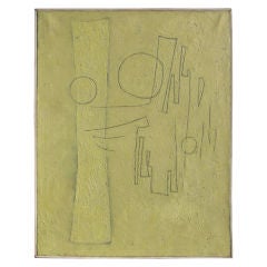 Abstract oil on canvas by Guy De Sauvage, 1958